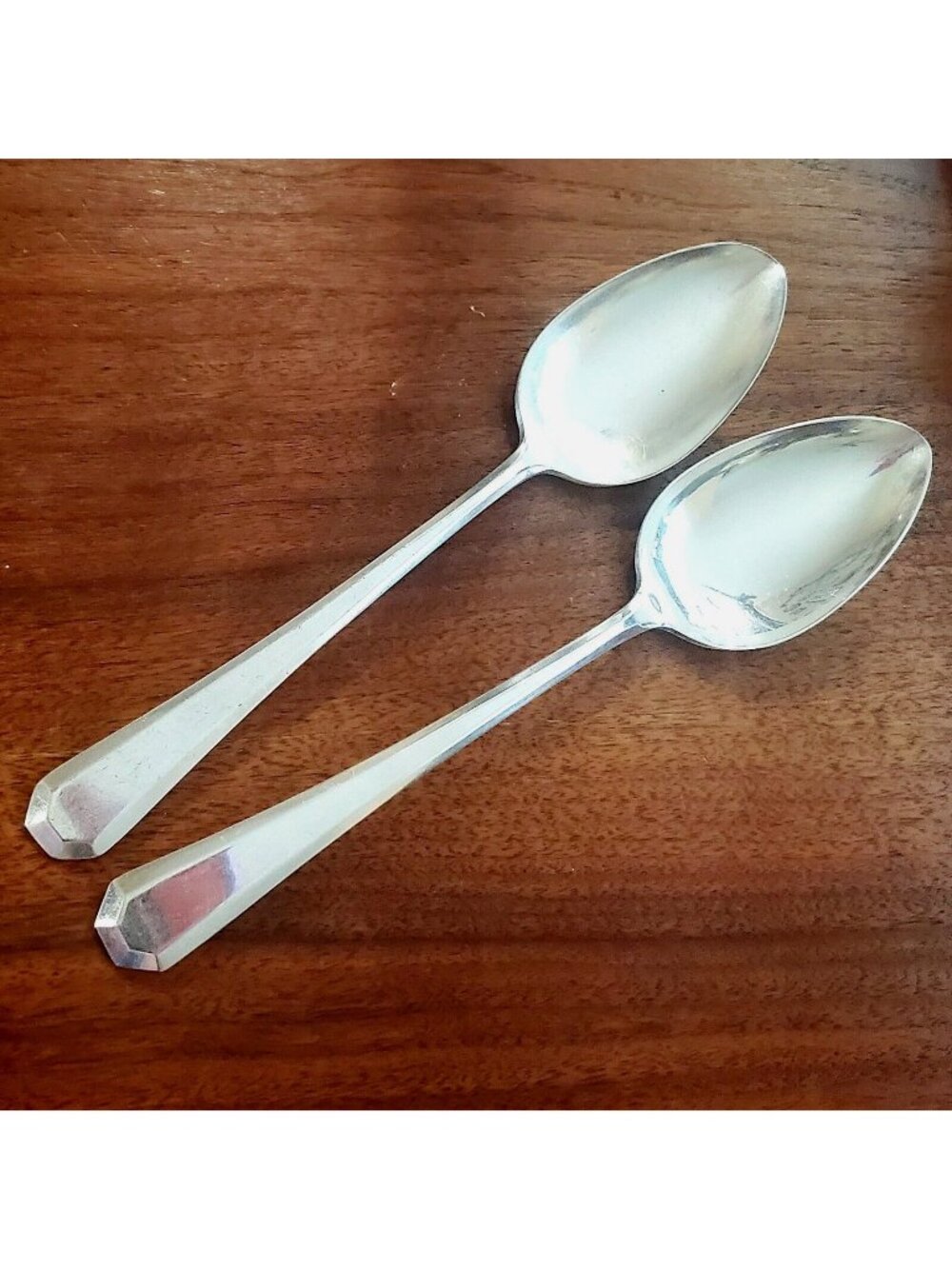 Wm Rogers Lincoln Serving Spoons 8.25" vtg 1917 Silverplate Antique set/ 2